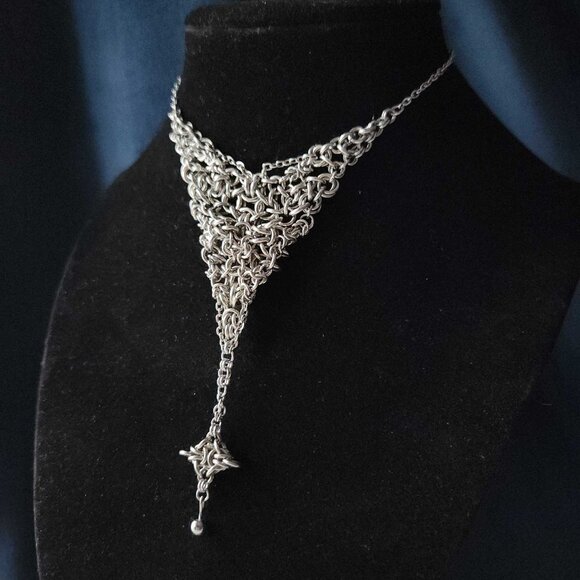 Vintage starlight silver rosary necklace ✦ unique handmade chainmail necklace ✦ - Picture 1 of 9